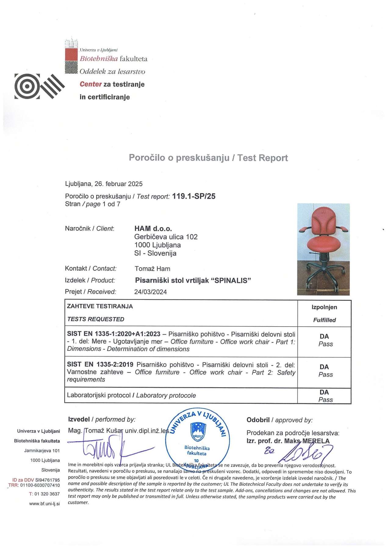 2025 SpinaliS EN1335 test report